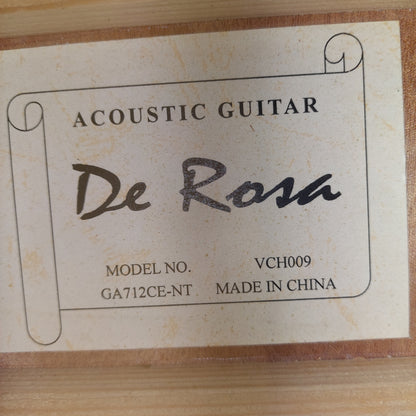 De Rosa GA712CE-NT 12-String Acoustic/Electric Guitar - Natural Gloss (USED) SN# VCH009