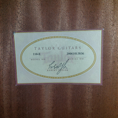 2006 Taylor 110-E Acoustic/Electric Guitar - Natural SN# 20061013836 "Made In USA"