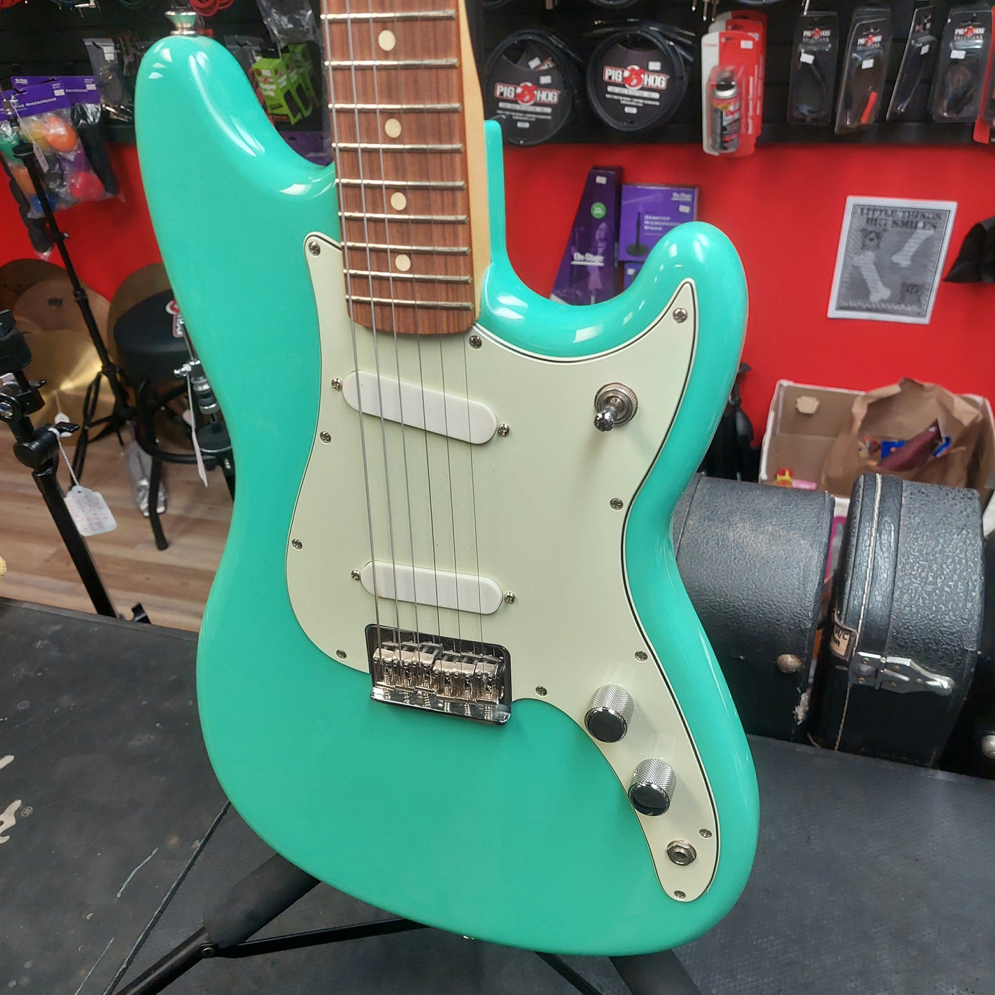 2021 Fender Player Duo Sonic, Pau Ferro Fingerboard, Sea Foam Green w/ Locking Tuners (USED) "Made In Mexico"