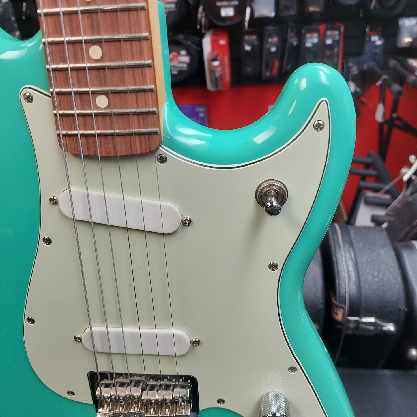 2021 Fender Player Duo Sonic, Pau Ferro Fingerboard, Sea Foam Green w/ Locking Tuners (USED) "Made In Mexico"