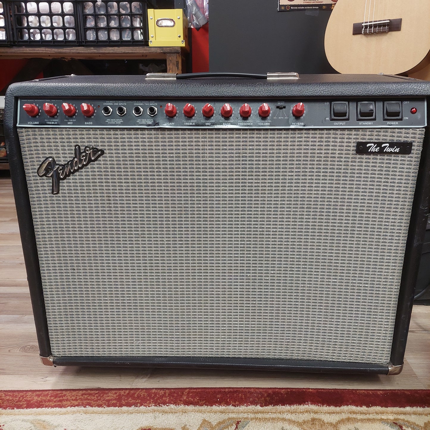1990 Fender The Twin Red Knob LL66385 100-Watt, 2x12" Guitar Combo Amplifier SN# LO-289539 "Made In USA"
