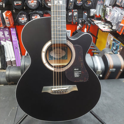 Mantic GT-1ACBK Auditorium Cutaway Acoustic Guitar - Satin Black