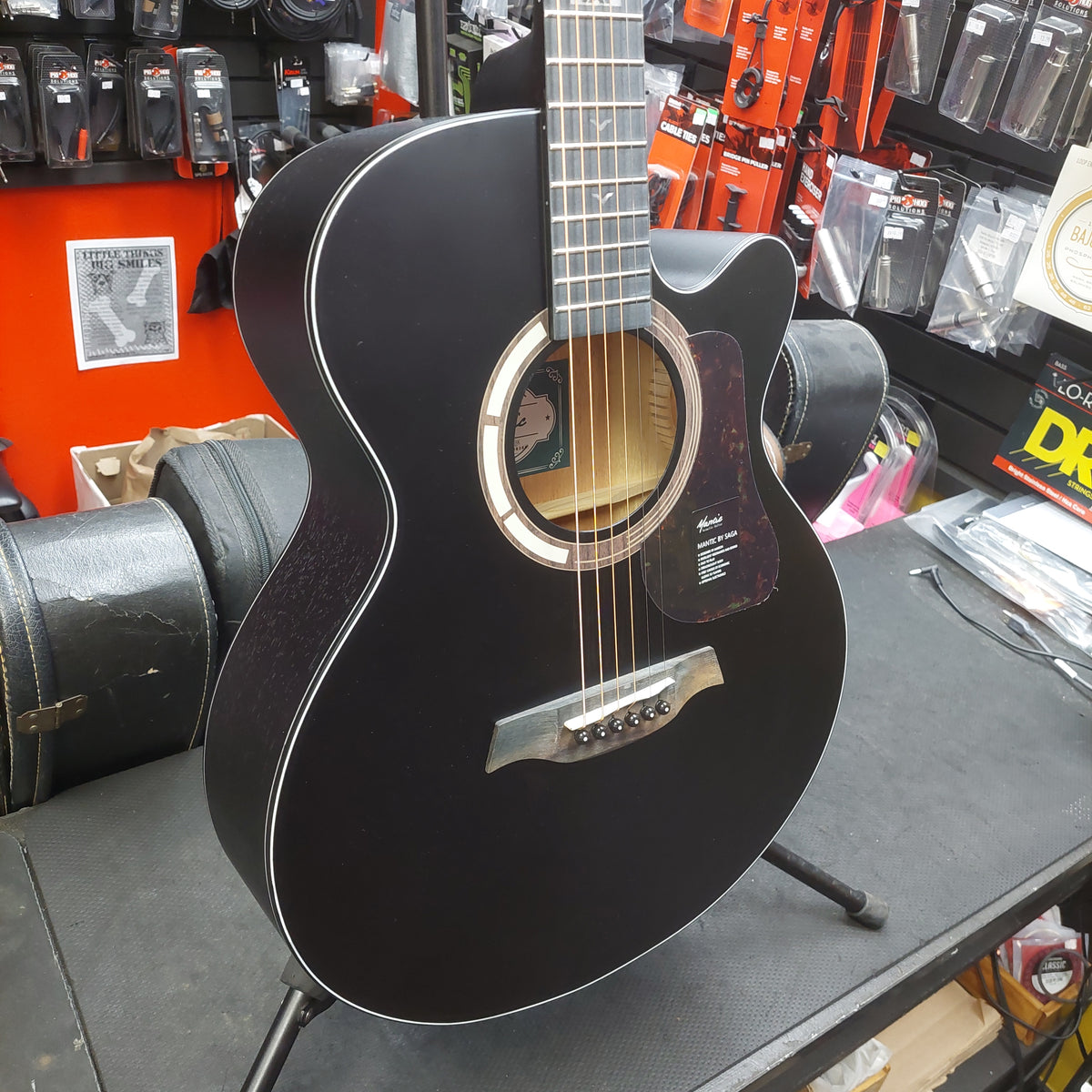 Mantic GT-1ACBK Auditorium Cutaway Acoustic Guitar - Satin Black