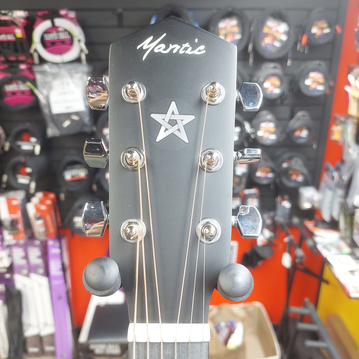Mantic GT-1ACBK Auditorium Cutaway Acoustic Guitar - Satin Black