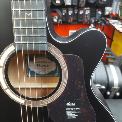Mantic GT-1ACBK Auditorium Cutaway Acoustic Guitar - Satin Black
