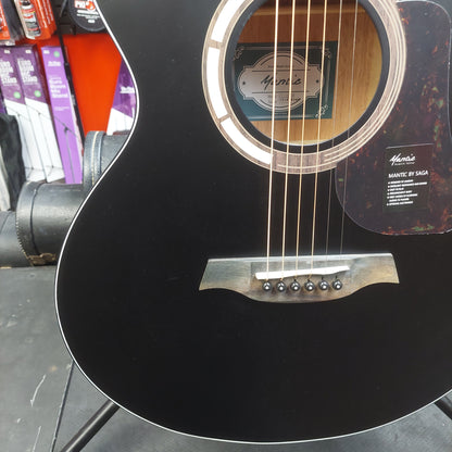 Mantic GT-1ACBK Auditorium Cutaway Acoustic Guitar - Satin Black