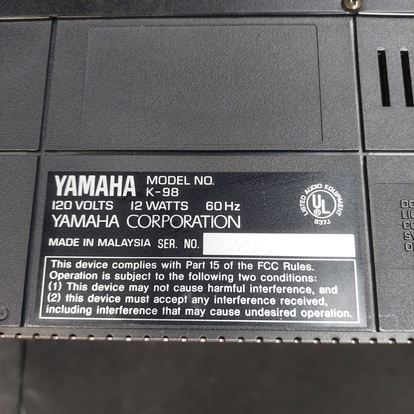 YAMAHA K-98 Natural Sound Stereo Double Cassette Deck Player (USED) SN# Y031244PR