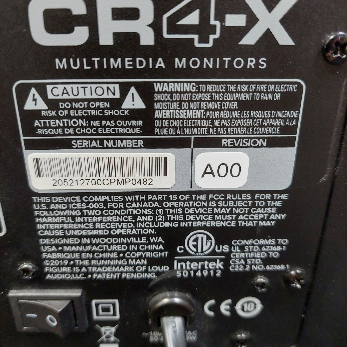Mackie CR4-X Monitor Speakers "PAIR" (USED)  SN# 205212700CPMP0482