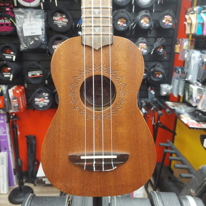 LUNA UKE VMS EL, Soprano Ukulele Acoustic/Electric w/ Built In Tuner - Natural Finish SN# XY211000967