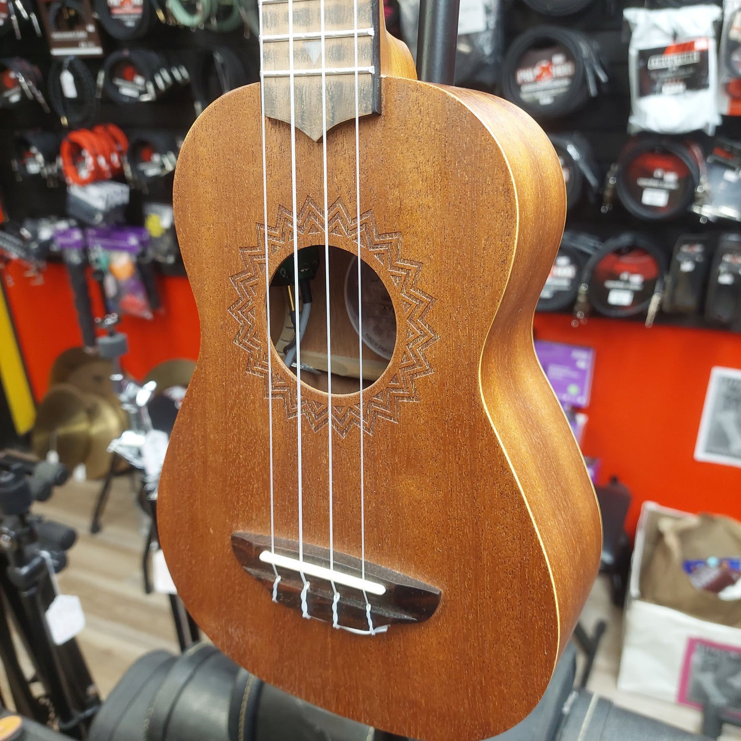 LUNA UKE VMS EL, Soprano Ukulele Acoustic/Electric w/ Built In Tuner - Natural Finish SN# XY211000967