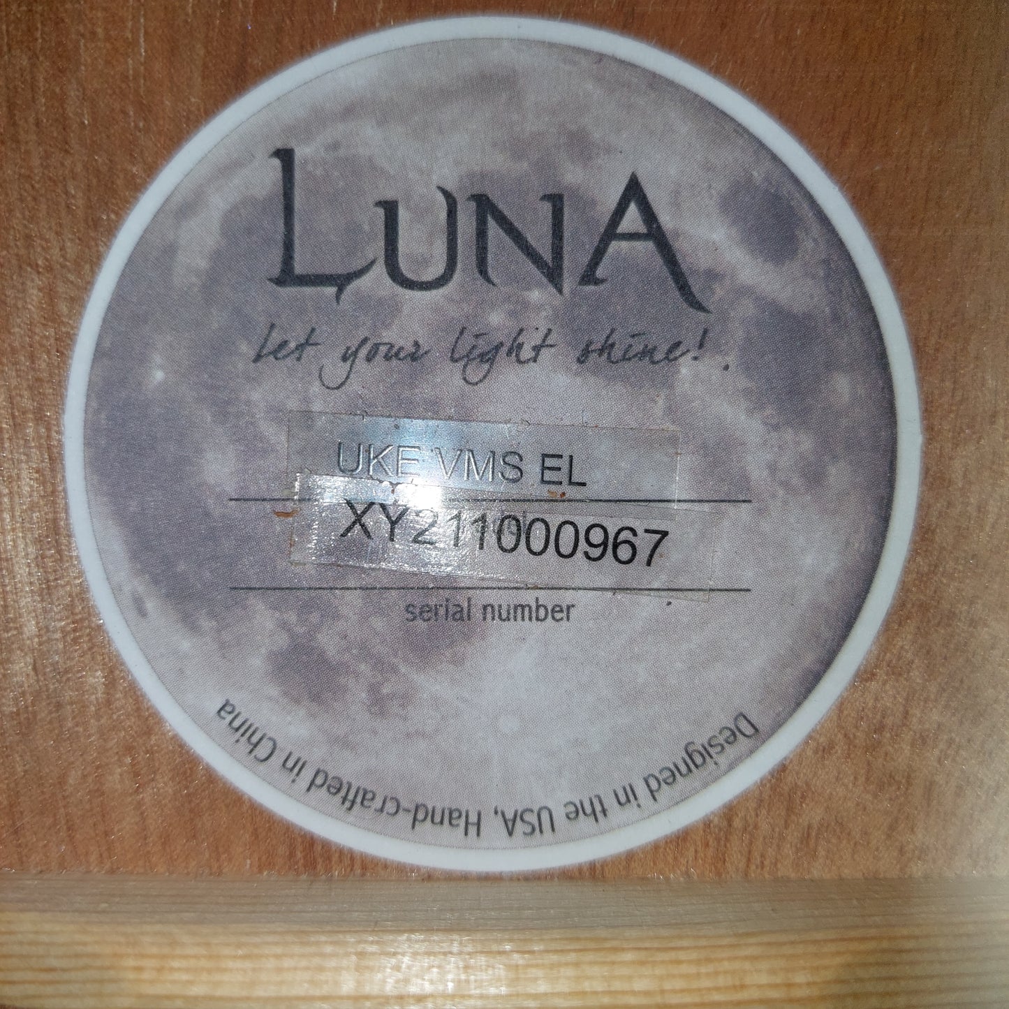 LUNA UKE VMS EL, Soprano Ukulele Acoustic/Electric w/ Built In Tuner - Natural Finish SN# XY211000967