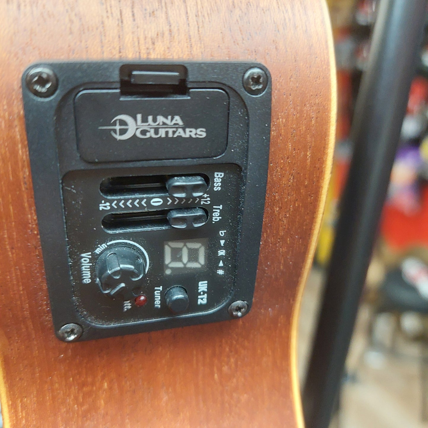 LUNA UKE VMS EL, Soprano Ukulele Acoustic/Electric w/ Built In Tuner - Natural Finish SN# XY211000967