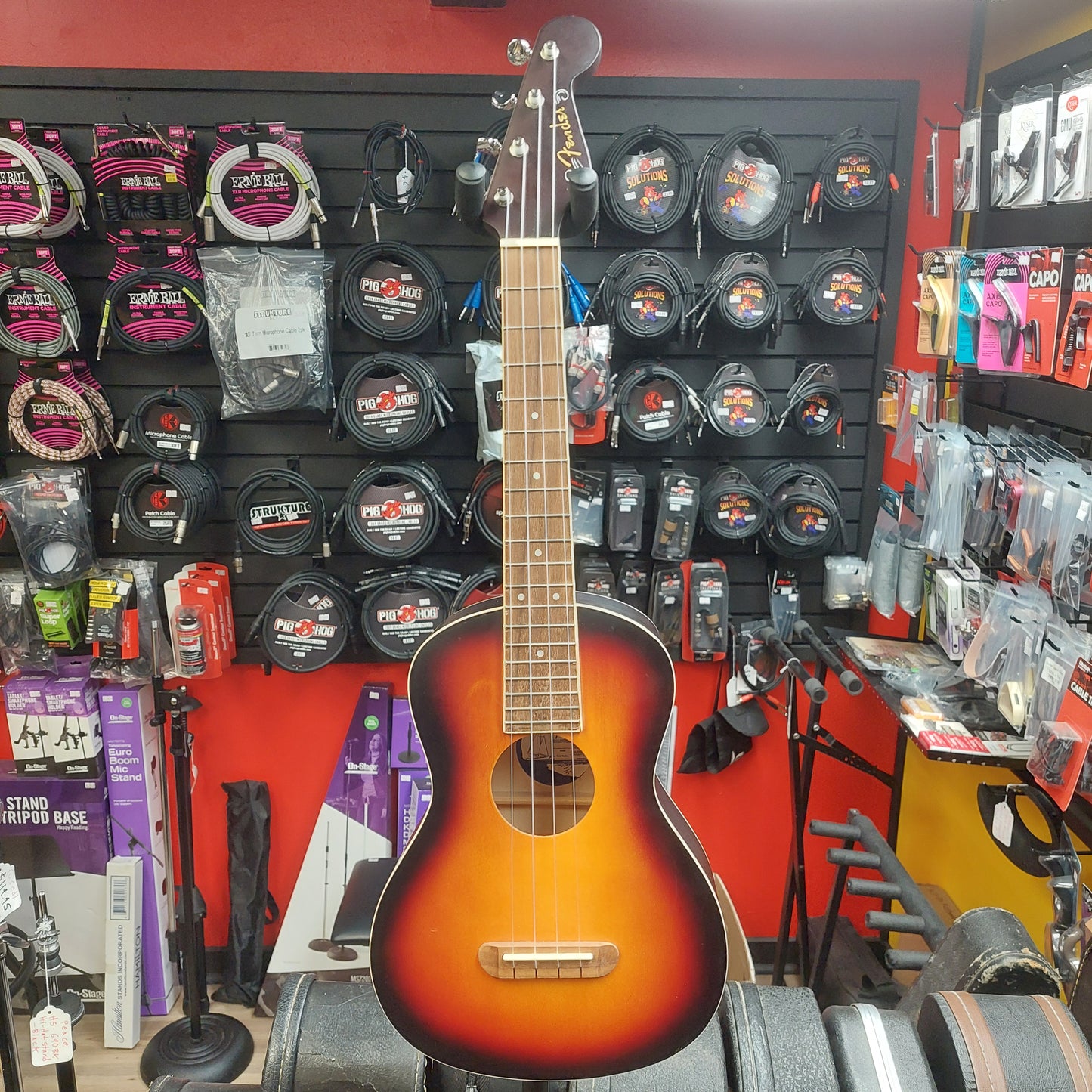 2024 Fender Avalon Tenor Ukulele Walnut Fingerboard - 2-Color Sunburst  SN# CYN2205771 "Sold As Is" Has Finish Blemishes To Back Of Neck
