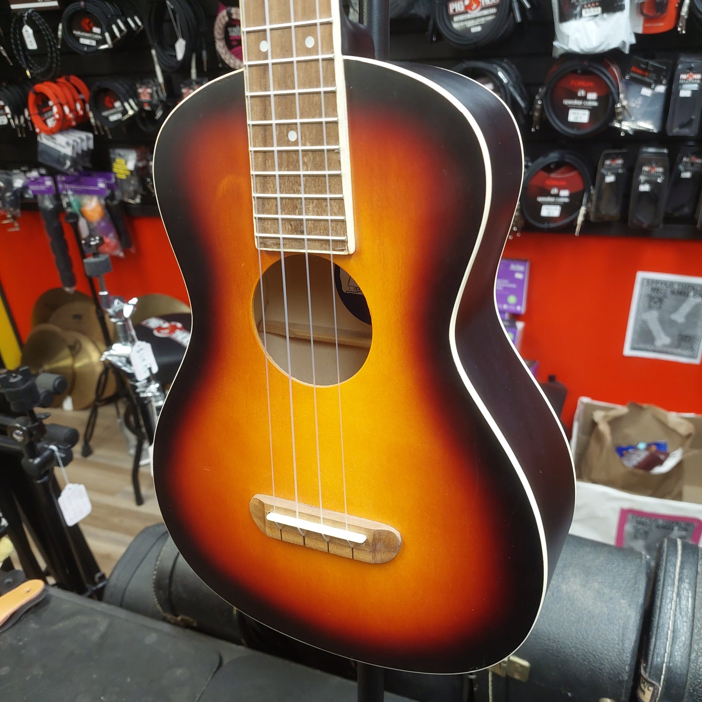2024 Fender Avalon Tenor Ukulele Walnut Fingerboard - 2-Color Sunburst  SN# CYN2205771 "Sold As Is" Has Finish Blemishes To Back Of Neck