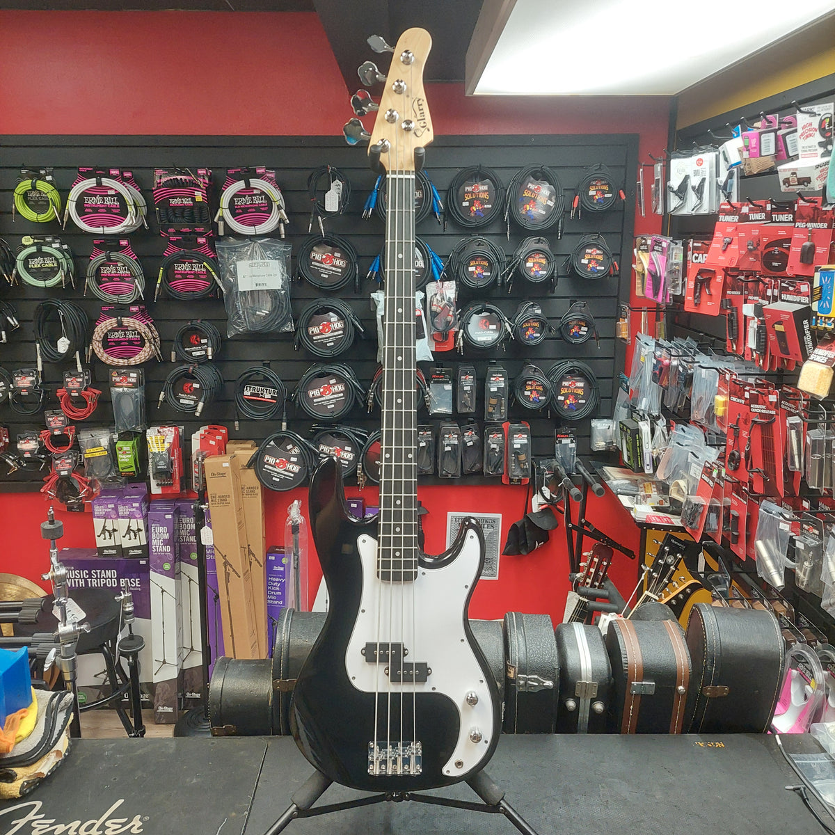 Glarry 4-String J Bass Guitar - Black w/ Slipcase (USED)