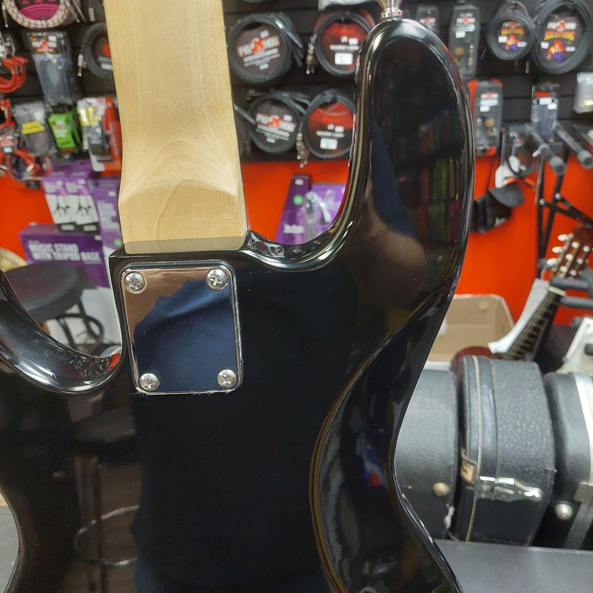 Glarry 4-String J Bass Guitar - Black w/ Slipcase (USED)