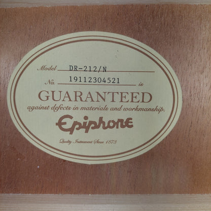 2019 Epiphone DR-212/N 12-String Acoustic Guitar - Natural Gloss SN# 19112304521