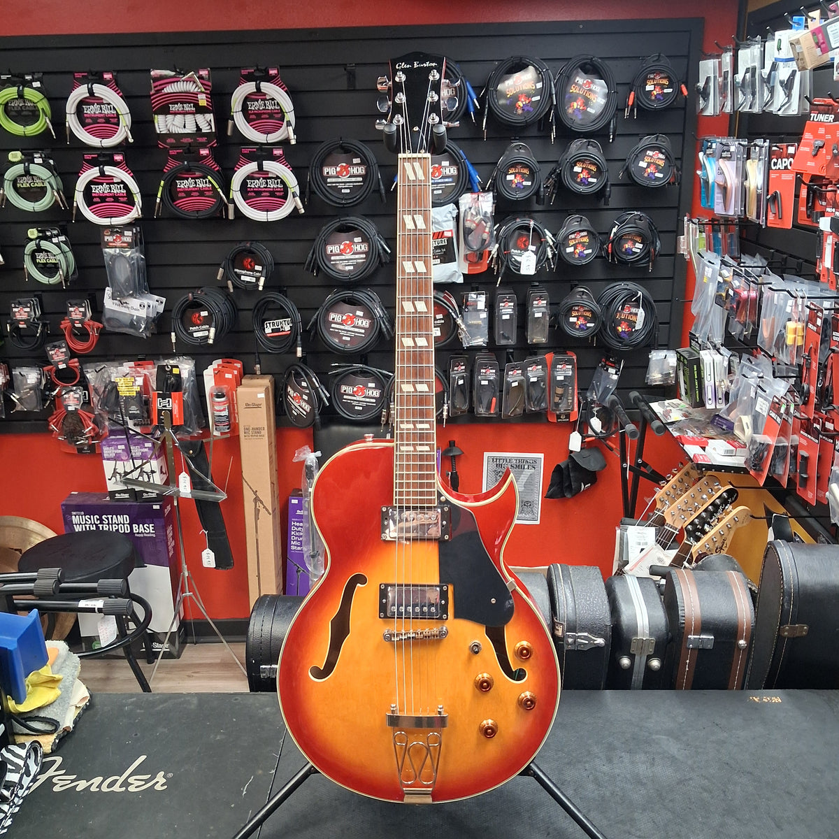 Glen Burton Hollow Body Electric Guitar - Cherry Sunburst (USED)