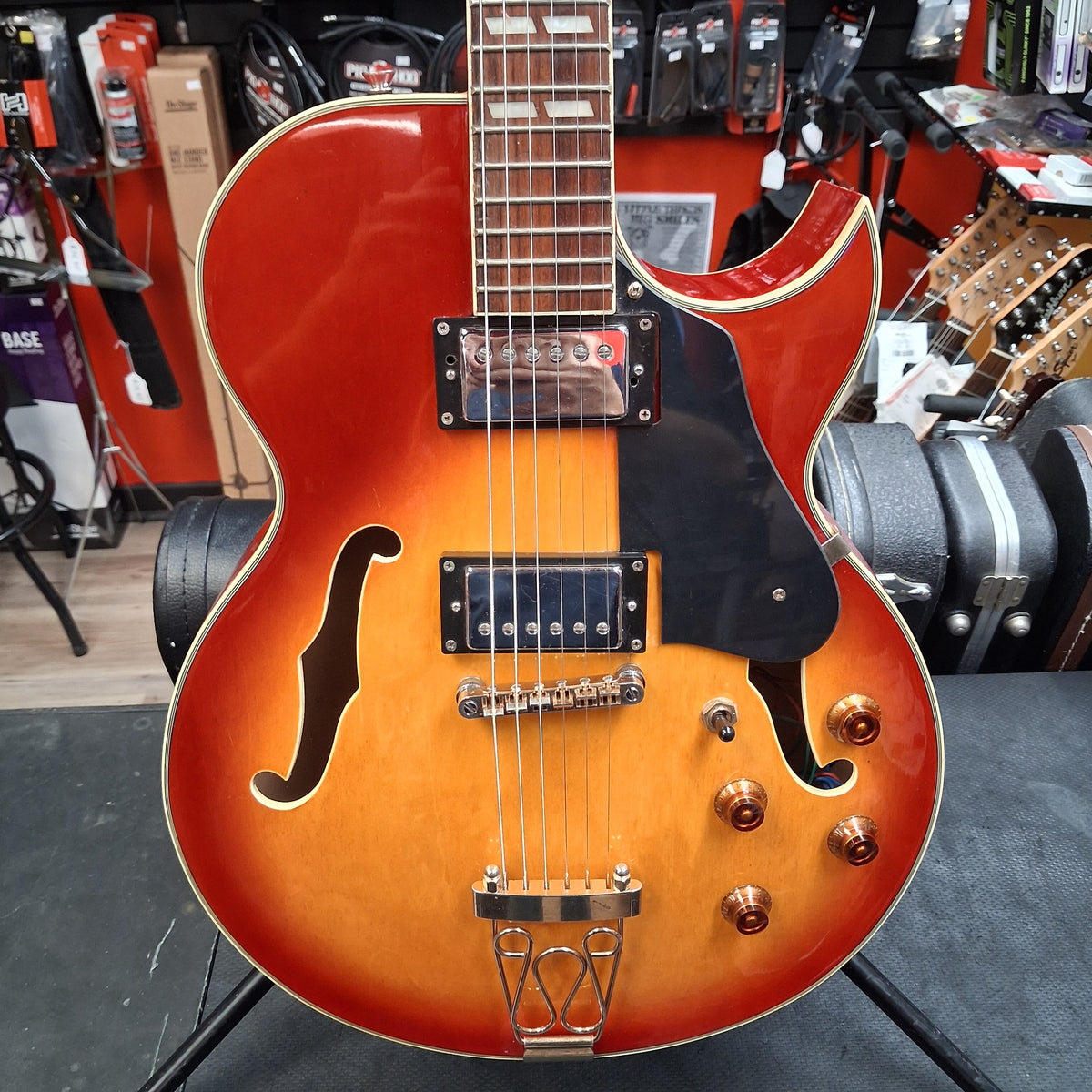 Glen Burton Hollow Body Electric Guitar - Cherry Sunburst (USED)