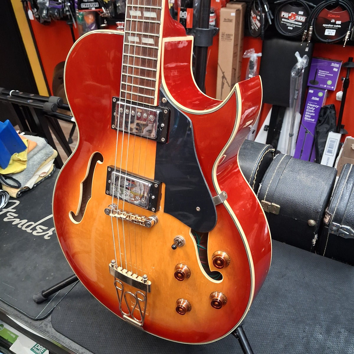 Glen Burton Hollow Body Electric Guitar - Cherry Sunburst (USED)
