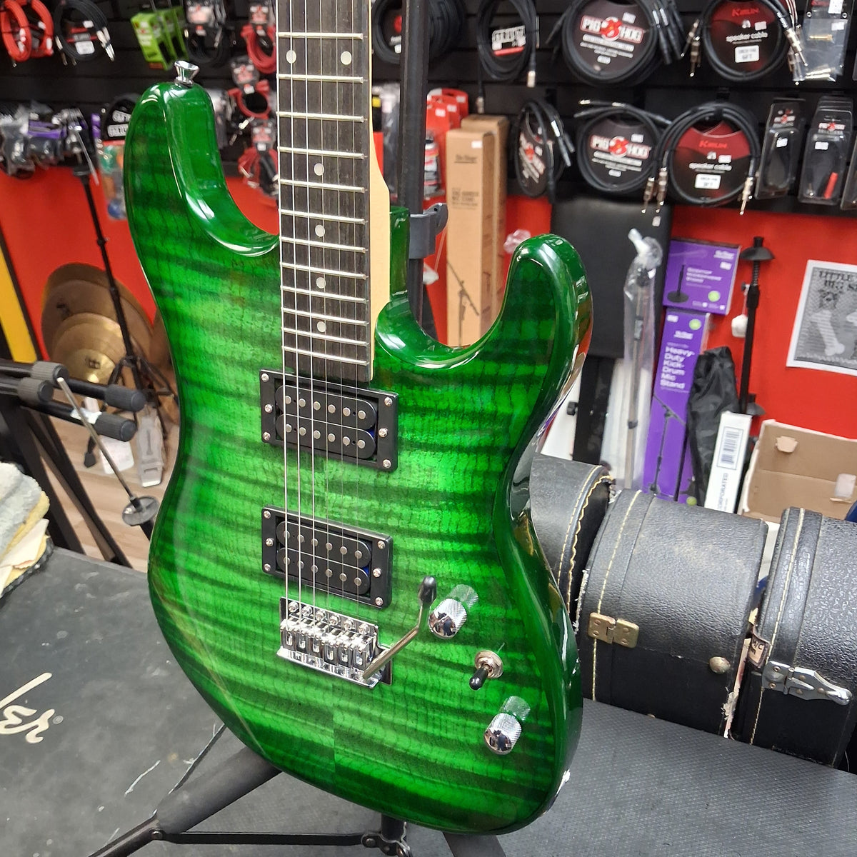 Pyle Electric Guitar w/ Humbucker Pickups - Green Tiger Finish (USED)