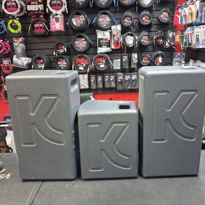 KUSTOM KPS PROFILE SYSTEM ONE 5-CHANNEL PORTABLE PA, 100W w/ DUAL 6.5” PA SPEAKERS w/ SPEAKER CABLES & POWER CABLE (USED) SN# 0251-000965 "EFFECTS NOT WORKING"