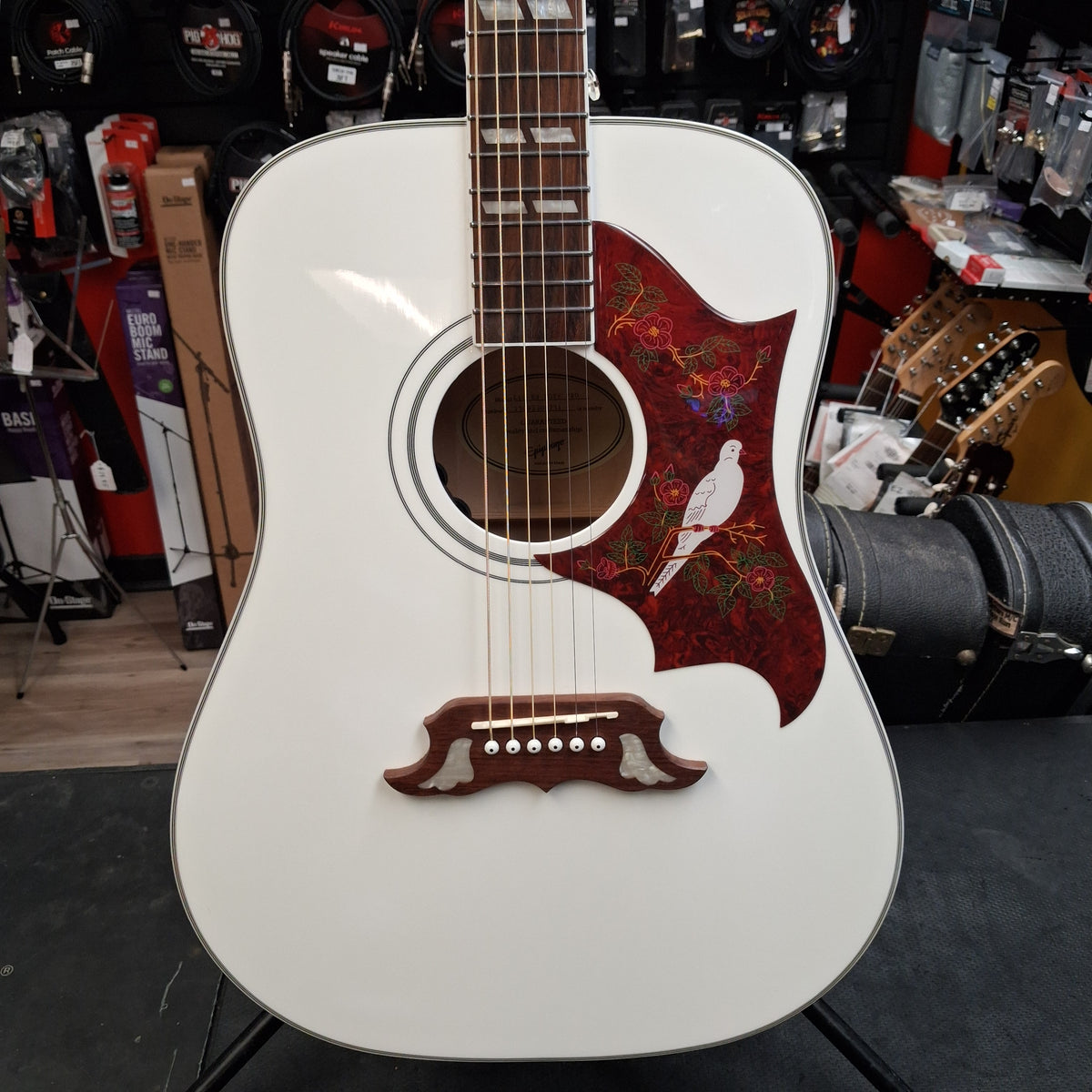 2025 Epiphone Dove Pro Acoustic/Electric Guitar - Alpine White w/ Grover Tuners SN# 25092304751 "Limited Edition"