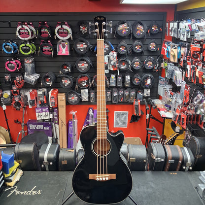 2022 Fender CB-60SCE 4-String Acoustic/Electric Bass, Walnut Fingerboard - Black Gloss  SN# IWA2216412 "Has Finish Crack To Bottom Center Of Body"