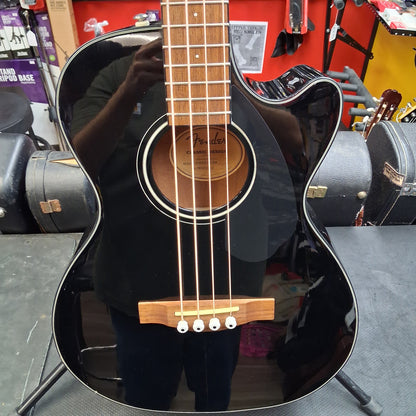 2022 Fender CB-60SCE 4-String Acoustic/Electric Bass, Walnut Fingerboard - Black Gloss  SN# IWA2216412 "Has Finish Crack To Bottom Center Of Body"
