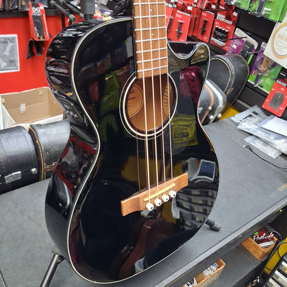 2022 Fender CB-60SCE 4-String Acoustic/Electric Bass, Walnut Fingerboard - Black Gloss  SN# IWA2216412 "Has Finish Crack To Bottom Center Of Body"