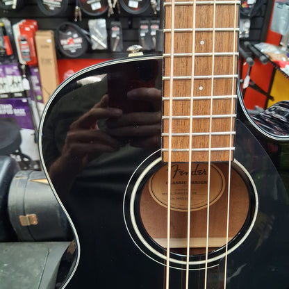 2022 Fender CB-60SCE 4-String Acoustic/Electric Bass, Walnut Fingerboard - Black Gloss  SN# IWA2216412 "Has Finish Crack To Bottom Center Of Body"