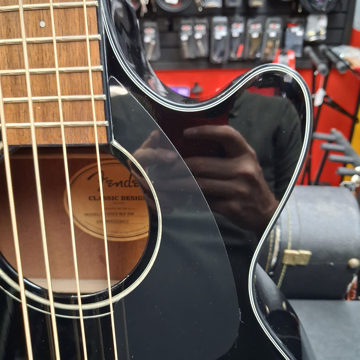 2022 Fender CB-60SCE 4-String Acoustic/Electric Bass, Walnut Fingerboard - Black Gloss  SN# IWA2216412 "Has Finish Crack To Bottom Center Of Body"
