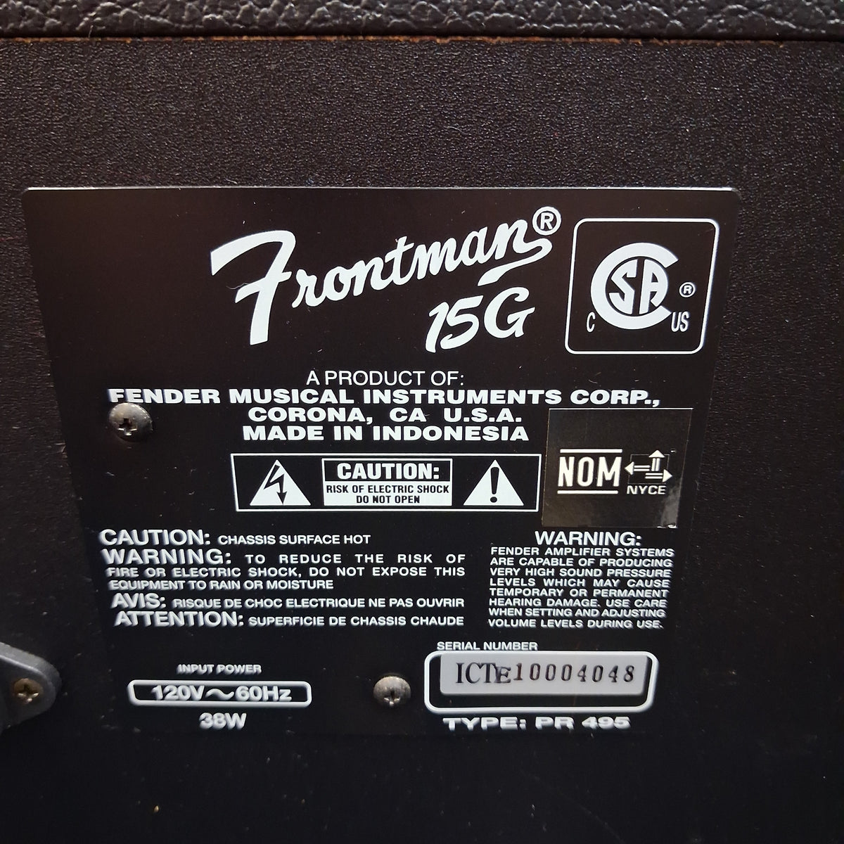 2000's Fender Frontman 15G Amplifier 15-Watts, 1x8" (USED) SN# ICTE10004048