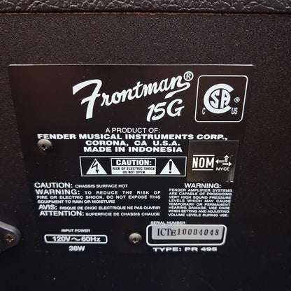 2000's Fender Frontman 15G Amplifier 15-Watts, 1x8" (USED) SN# ICTE10004048