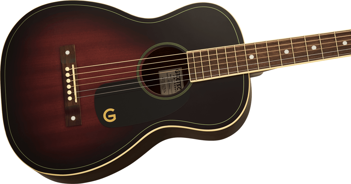 Gretsch Jim Dandy Parlor, Walnut Fingerboard, Black Pickguard - Deep Cherry Burst SN# IWA2615411