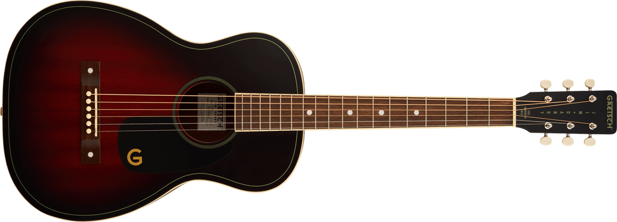 Gretsch Jim Dandy Parlor, Walnut Fingerboard, Black Pickguard - Deep Cherry Burst SN# IWA2615411
