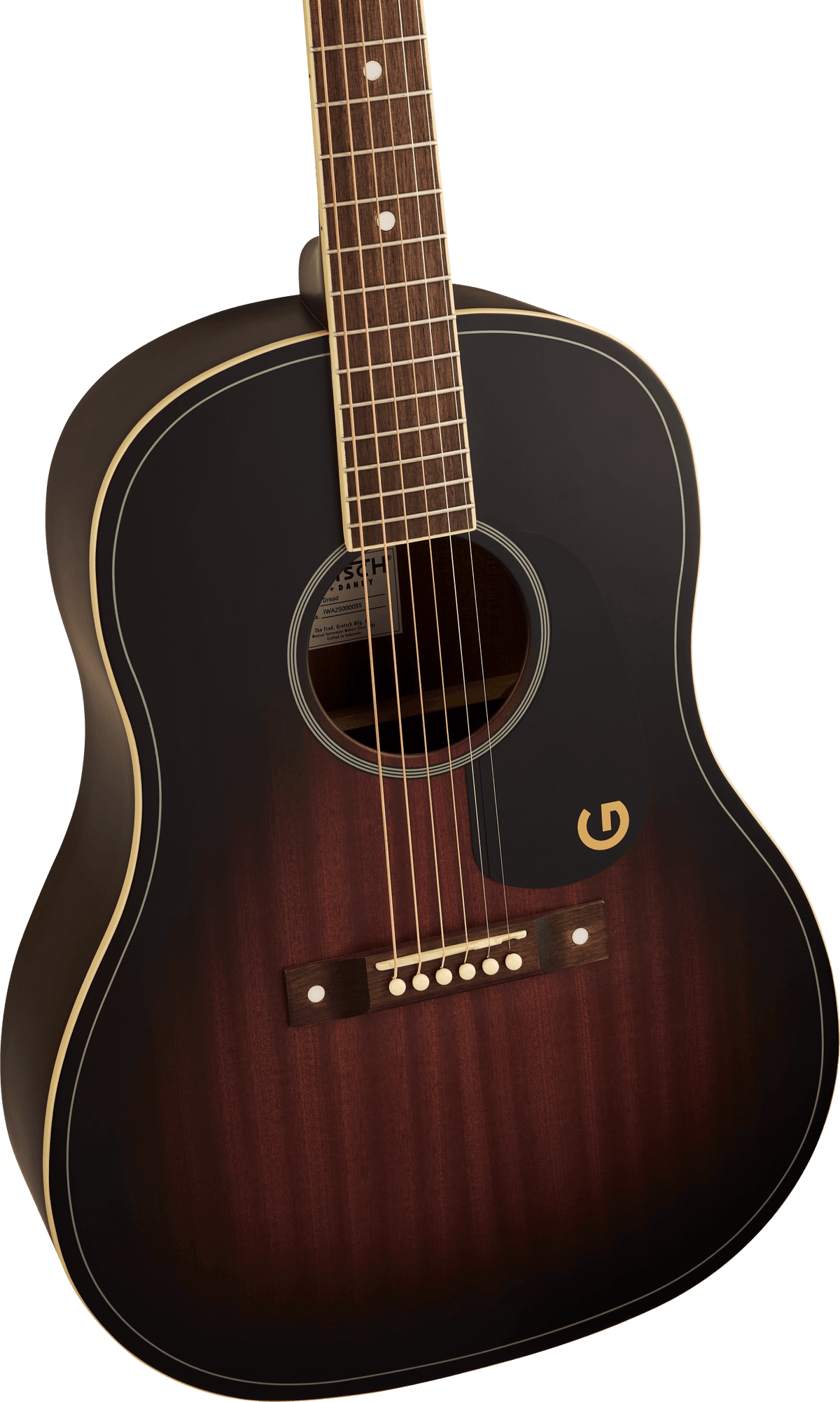 Gretsch Jim Dandy Dreadnought, Walnut Fingerboard, Black Pickguard - Deep Cherry Burst SN# IWA2619392