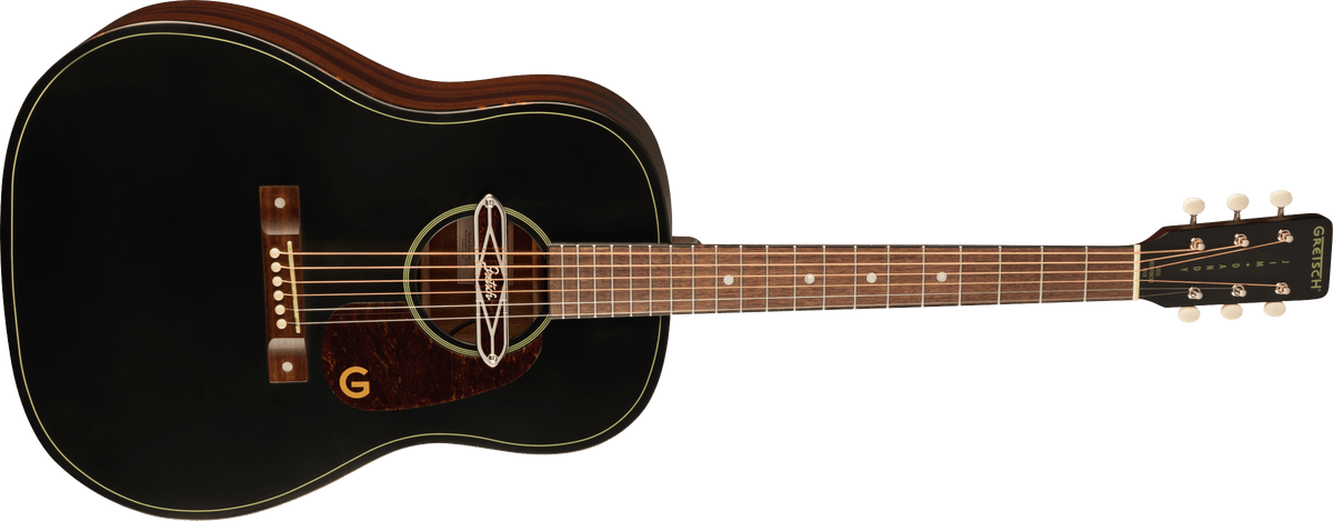 Gretsch Deltoluxe Dreadnought, Walnut Fingerboard, Tortoiseshell Pickguard - Black Top SN# IWA2615533