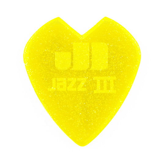 DUNLOP KIRK HAMMETT JAZZ III PICK YELLOW GLITTER PICKS 6-PACK - 47-KH3NYS