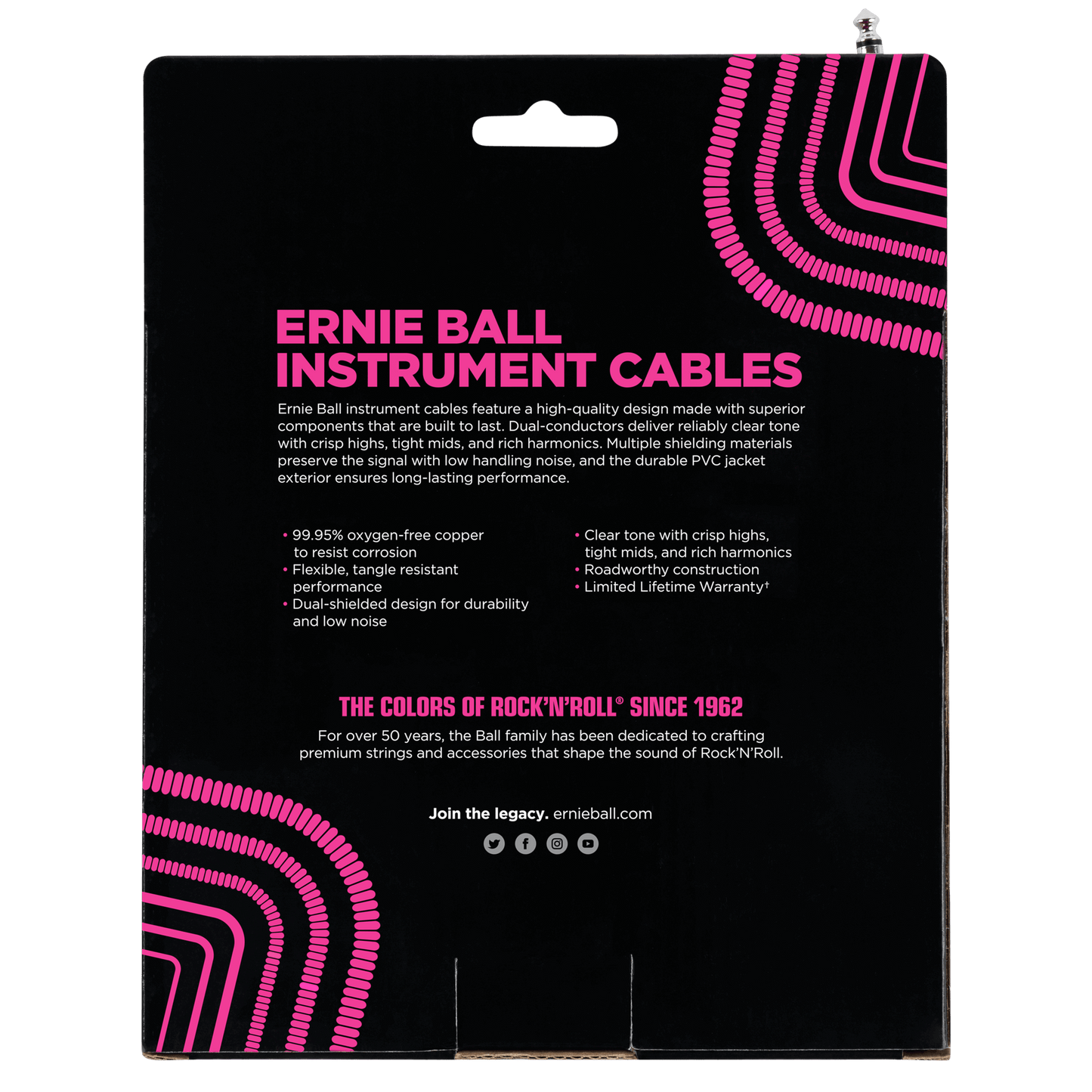 ERNIE BALL P06045 COILED INSTRUMENT CABLE STRAIGHT/ANGLE 30FT - WHITE