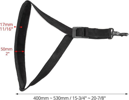 Adjustable Soft Leather Padded Strap for Saxophones, Oboe, English Horn, Bassoon, & Clarinet - Black
