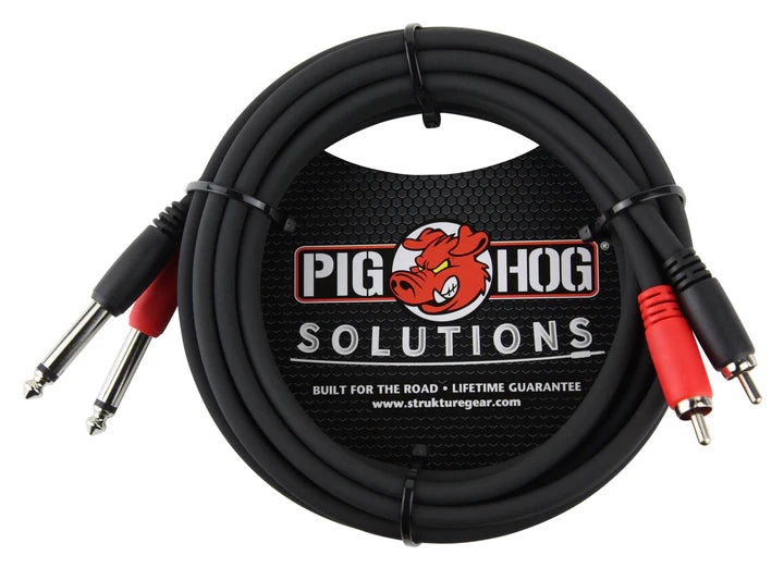 Pig Hog Solutions - 10ft RCA-1/4" Dual Cable - PD-R1410
