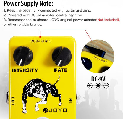 JOYO JF-09 Tremolo Guitar Effects Pedal, Optical Photoelectric Circuit for Classic Tube Amp-Style Tremolo, True Bypass