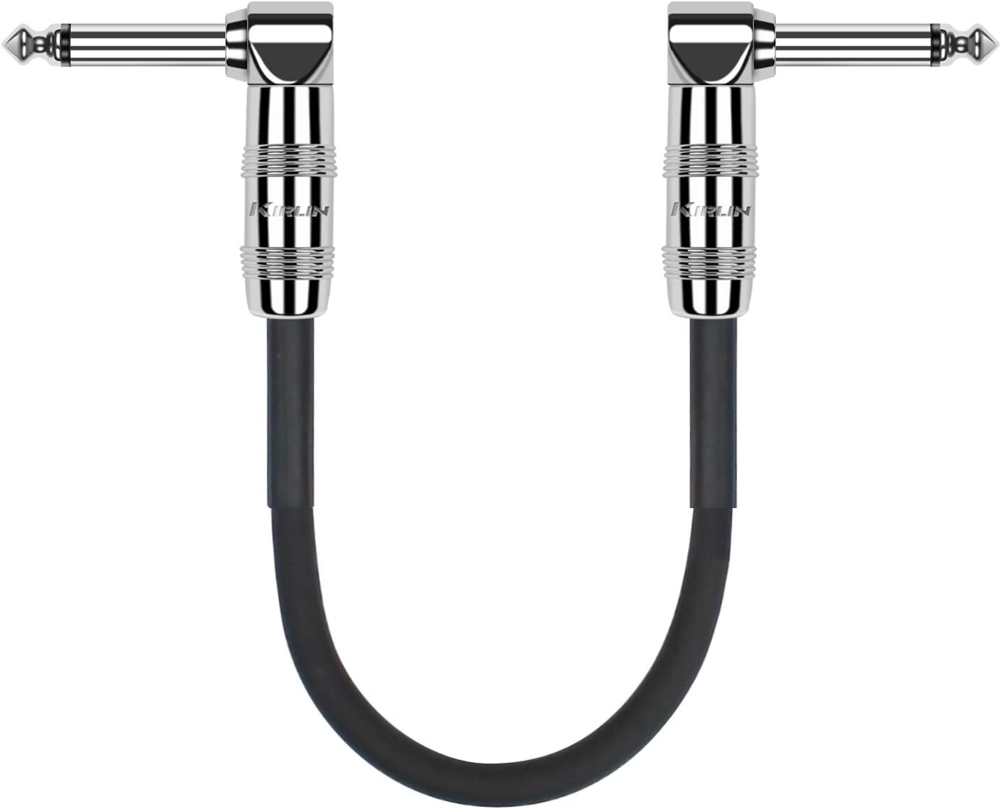 Kirlin Cable IPCC-203PN-6''/BK - 6 Inch Right Angle 1/4-Inch Plugs Patch Cable - Black