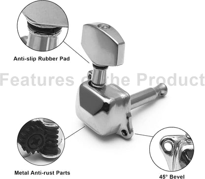 Semi-Closed Guitar Treble Side Machine Head Tuner for Acoustic or Electric Guitar - Chrome