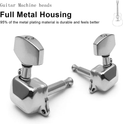 Semi-Closed Guitar Treble Side Machine Head Tuner for Acoustic or Electric Guitar - Chrome