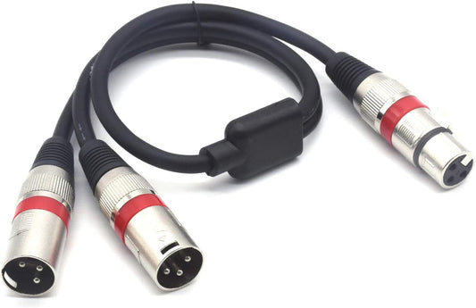XLR Splitter Cable - XLR Female to Dual Male 3 Pin Patch Y Cable Balanced Microphone Splitter Cord Audio Adapter (50CM)