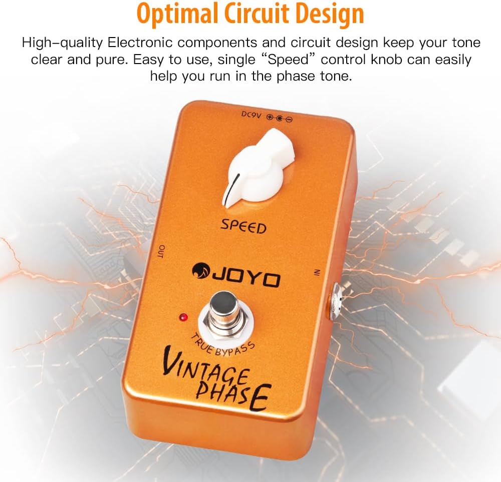 JOYO JF-06 Vintage Phase Guitar Effects Pedal, Analog 70's Classic Phaser Tone with Speed Control for Electric Guitar, True Bypass
