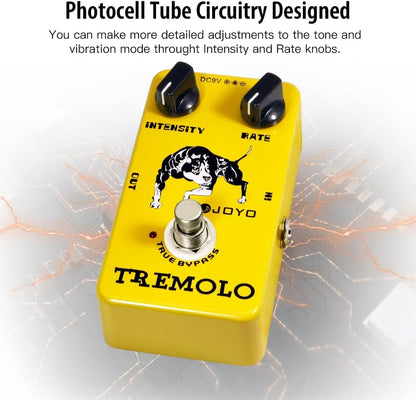 JOYO JF-09 Tremolo Guitar Effects Pedal, Optical Photoelectric Circuit for Classic Tube Amp-Style Tremolo, True Bypass