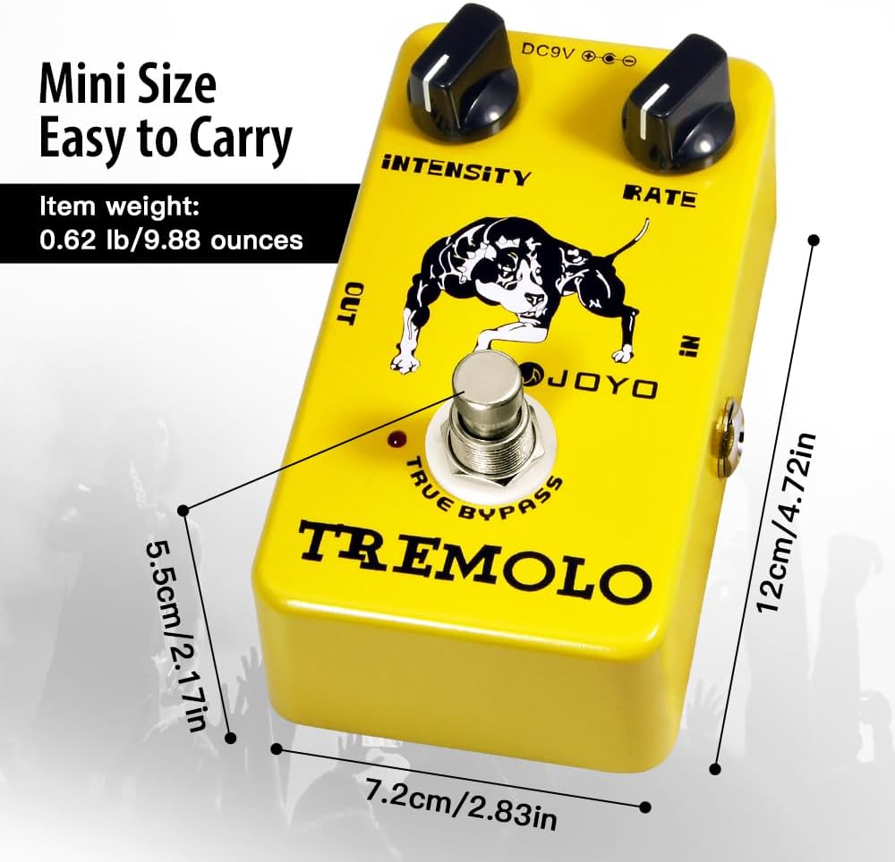 JOYO JF-09 Tremolo Guitar Effects Pedal, Optical Photoelectric Circuit for Classic Tube Amp-Style Tremolo, True Bypass